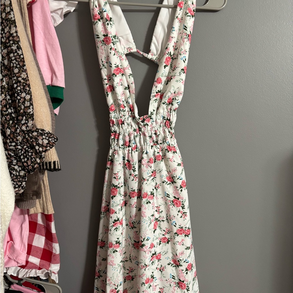 Floral White and Pink Dress